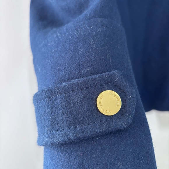 MICHAEL Michael Kors Blue Wool Blend Zip Up Collared Hooded Coat Size Medium - Picture 6 of 15